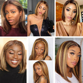 TT Hair Ombre 4/27 Highlight Bob Lace Front Wigs Remy Human Hair 13x4 Lace Front Bob Wigs For Black Women